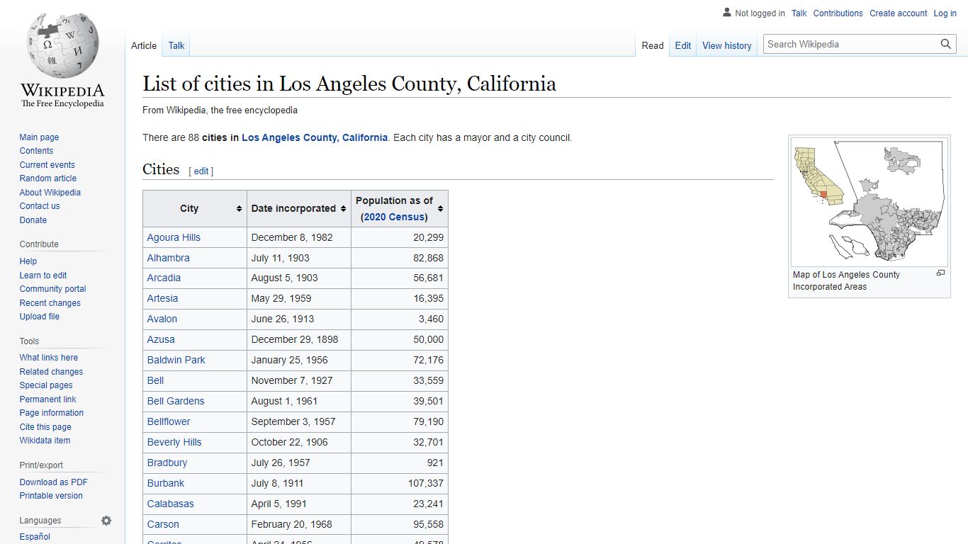 List of cities in Los Angeles County, California - Wikipedia
